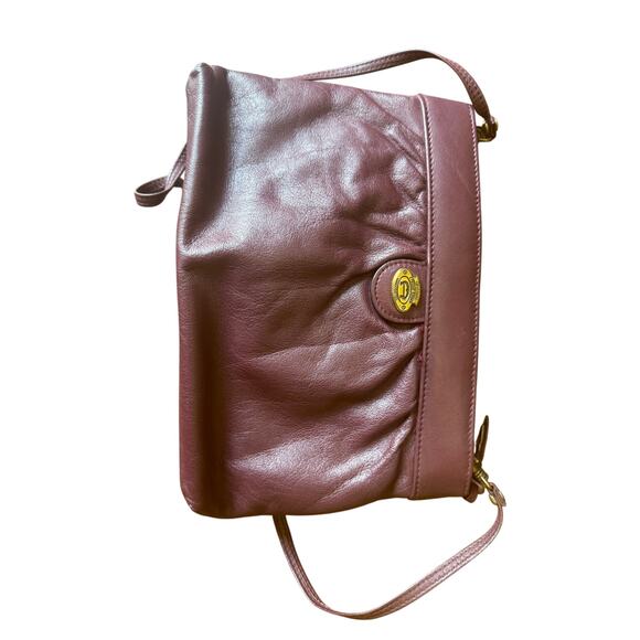 Etienne Aigner Handbags - VINTAGE ETIENNE AIGNER OXBLOOD BURGUNDY LEATHER HANDBAG PURSE BRASS HARDWARE